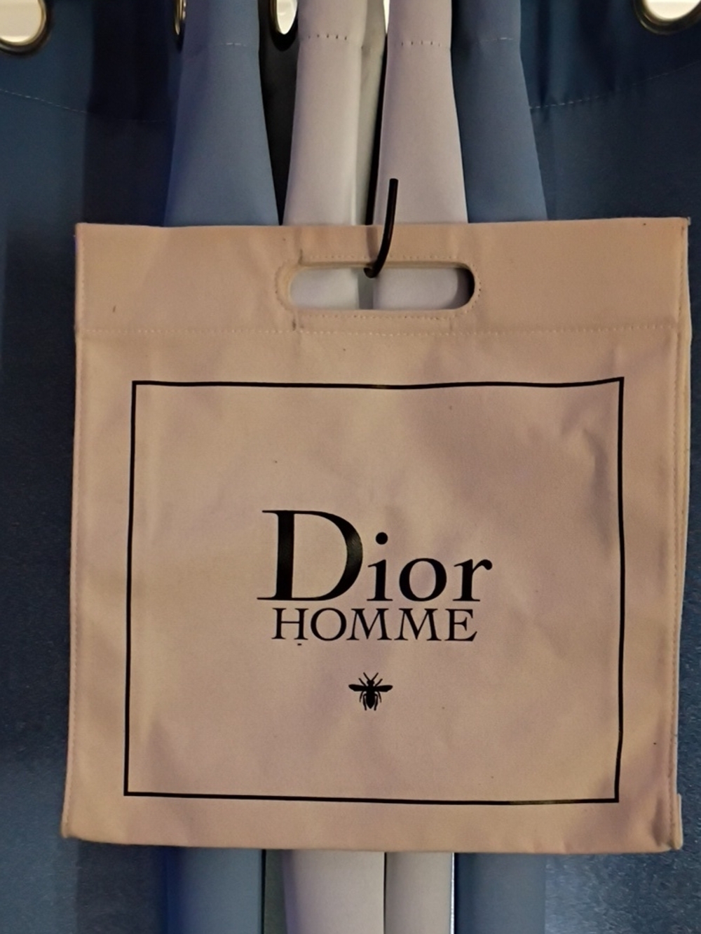 Dior Homme Beige Canvas Tote with Black Logo